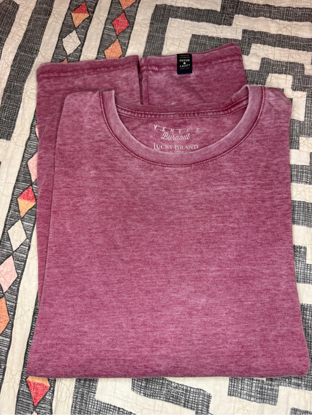 Lucky Brand Vintage Burnout Crewneck Tee - Dusty Mauve